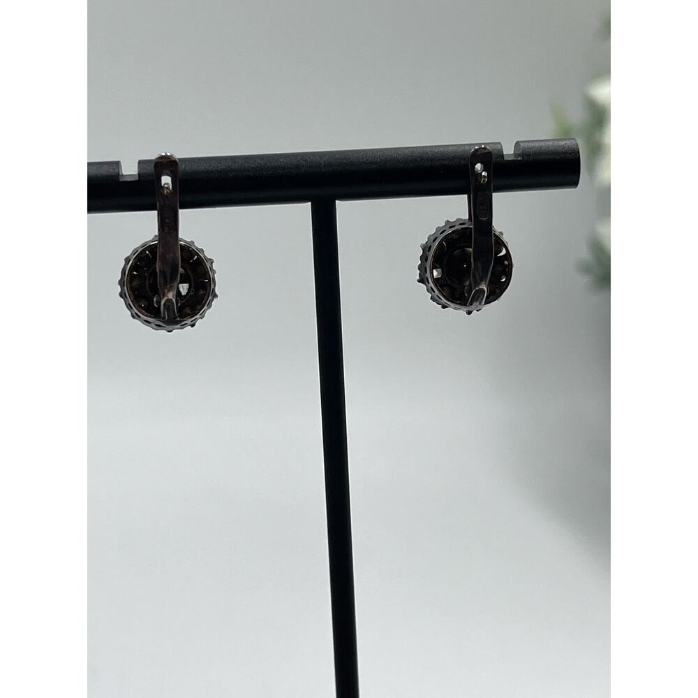 Vintage USSR Gilt 21k Gold Soviet Sterling Silver 875 Rock Crystal‎ Earrings - Picture 11 of 16